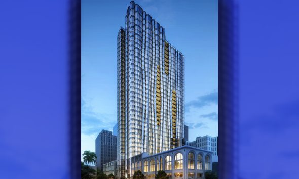 Rendering of Tidewater Capital’s 40-story residential tower at 1431 Franklin St., next to Geoffrey’s Inner Circle. Courtesy Tidewater Capital.