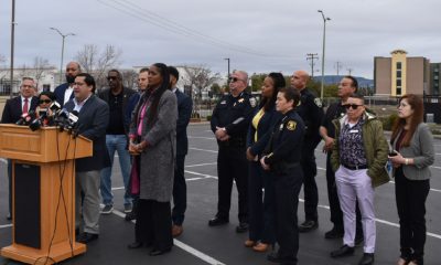 East Bay leaders and law enforcement agencies announce a regional public safety and crime partnership at the Holiday Inn in Hegenberger Road Corridor, Oakland.