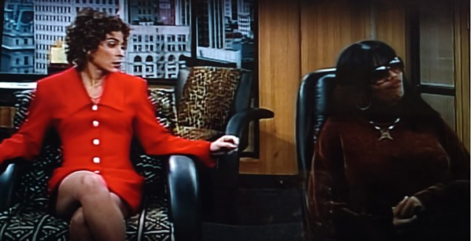 Screenshot from an episode of “Living Single” showcasing Jasmine Guy, left, and Queen Latifah, right. 