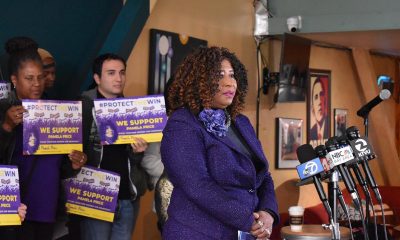 Alameda District Attorney Pamela Price held a press conference Wednesday morning at Everett & Jones to discuss the recall election and her path forward now that a date is scheduled for November. Photo by Magaly Muñoz.