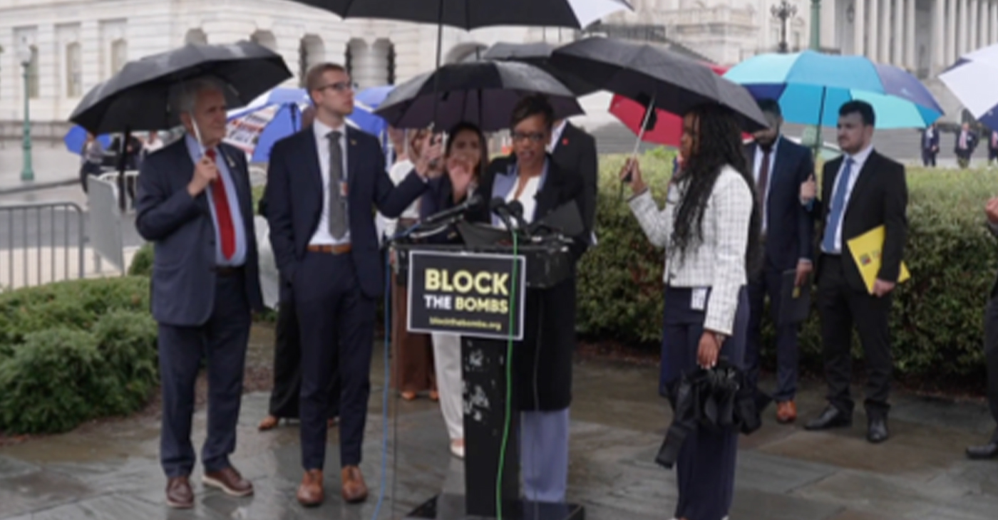 Congresswoman Lateefah Simon speaks at press conference in Washington D.C., Sept. 20, 2025.