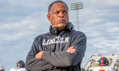 NCAA football history was made this year when Head Coach from Mississippi Valley State, Terrell Buckley and Head Coach Desmond Gumbs both had starting kickers that were Women. This picture was taken after the game.