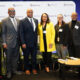 The AI and Business moderator and panelists at CAACC's 2026 Economy Summit. Shown left to right: Vic Baker, Equitify; Cathy Adams, President and CEO of the Oakland African American Chamber of Commerce; Kevin Harbour, BizFed Institute; Ahmad Holmes, CAACC President and CEO; Sarah Harris, Black Business Association; Angela Shell, California Department of General Services; Edwin Lombard, ELM Strategies; Christine Shelby, Digital Strategist, Sacramento Observer; and Patricia Watts, CAACC Chairperson. CBM photo by Antonio Ray Harvey.