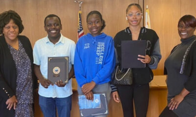Marin City community leaders (l.-r.): Terrie Green, executive director of Marin City Climate Resilience (MCCR); Wambua Musyoki, Stanford University; Khamil Callahan, Santa Rosa Junior College; Serenity Allen, Xavier University; and Chinaka Green, MCCR associate director.