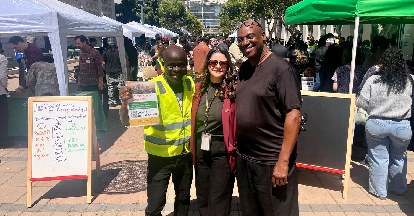 Left to right: Yawo Tekpa, OPIC Manager, One Stop Operator; Sofia Navarro, Deputy City Administrator; and Ray Lankford, CEO of the Oakland Private Industry Council. Photo by Jonathan Fitness Jones.
