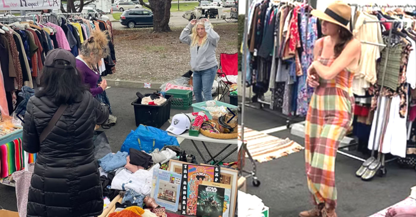 Customers shopping in Marin City Flea Market. Photo courtesy of marincityflea.org.