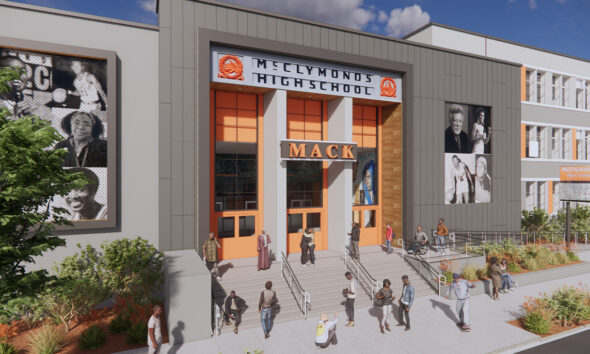 Renderings of McClymond High School renovation. Courtesy image.