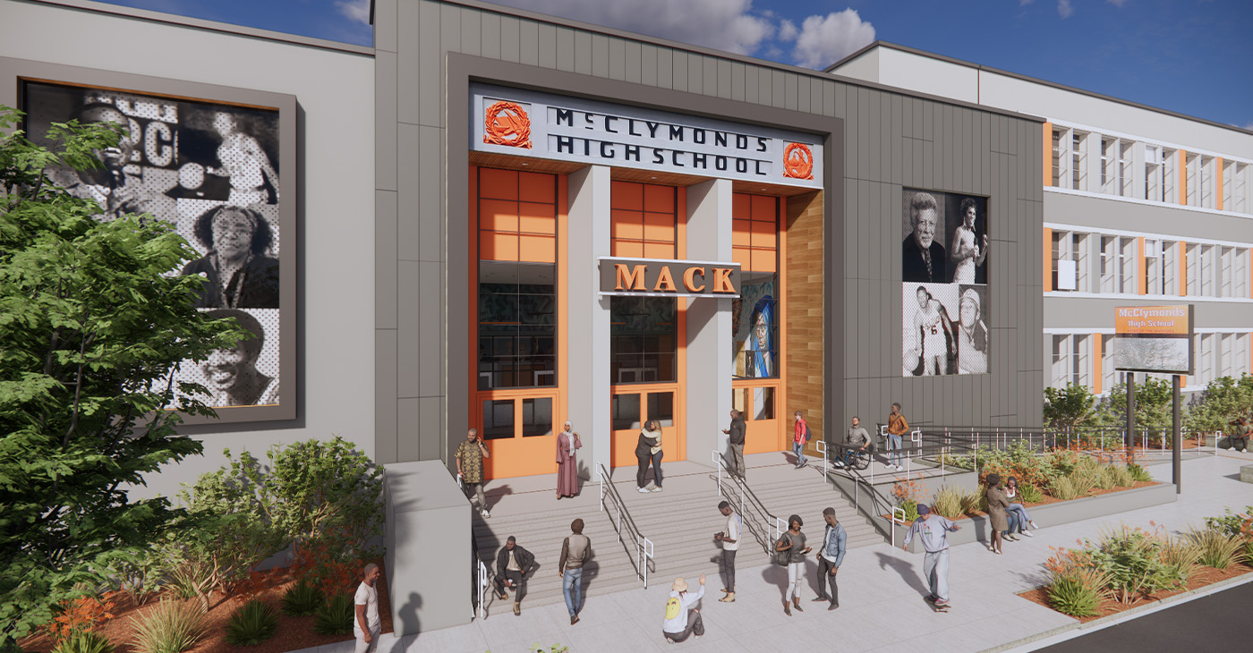 Renderings of McClymond High School renovation. Courtesy image.
