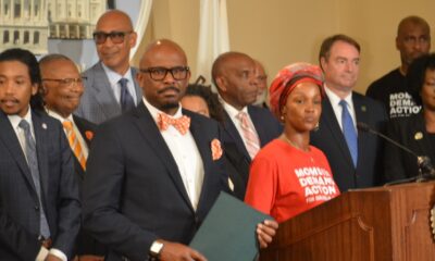 Assemblymember Mike Gipson (D-Carson) at the State Capitol in Sacramento, California, with colleagues of the California Legislature Black Caucus. May 15, 2023. CBM photo by Antonio Ray Harvey. File photo.