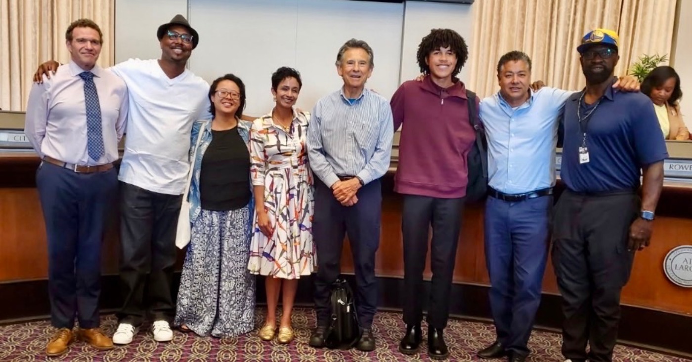 Left to right: Zac Unger, John Jones III, Charlene Wang, Janani Ramachandran, Noel Gallo, Mateo Ridge, Ken Houston and Jonathan ‘Fitness’ Jones. Photo by Carla Thomas.