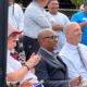 Pastor Michael Wallace of Mt. Zion Missionary Baptist Church (center) and David Kimball, president of the Oakland Stake of the LDS church listen to remarks before volunteers began their work. “We are grateful to partner with these organizations to help care for those in need in our community,” Kimball later told the assembled volunteers. Courtesy photo.