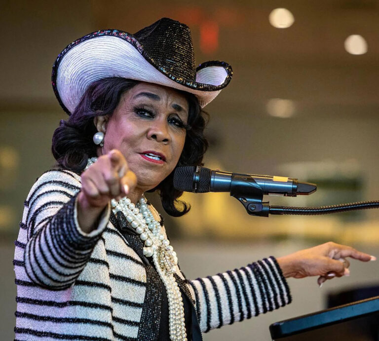 Florida Congresswoman Frederica Wilson speaks to police and youth attending a 5000 Role Models conference at Hard Rock Stadium in Miami Gardens, Florida on Nov. 1, 2022. (Jose A. Iglesias/Miami Herald/TNS