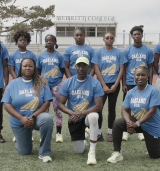 The delegation going to the International Children’s Games in Taiwan includes (from left) Dewayne Littlepage, Gia Goodlow, Abisewolu Redmond, Mahari Moore, Marvin Thomas, Najae Ellison, Royal Moore, Sir.Kamryn Lloyd, and Jasani Highsmith. The delegation’s coaching leadership includes Head Coach Dr. Tommie Smith, Senior Coach Margaret Dixon, Girls Coach Evangela Dixon, Strength and Conditioning Coach Nola Turnage, and Boys Coach Michael Flood, Jr. Photo courtesy of 100 Black Men of the Bay Area.