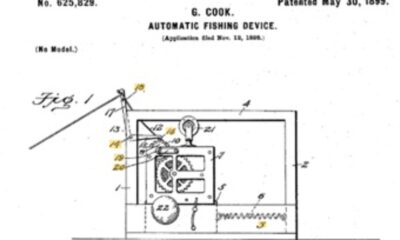 A copy of the patent for George Cook’s Automatic Fishing Device. Public domain.
