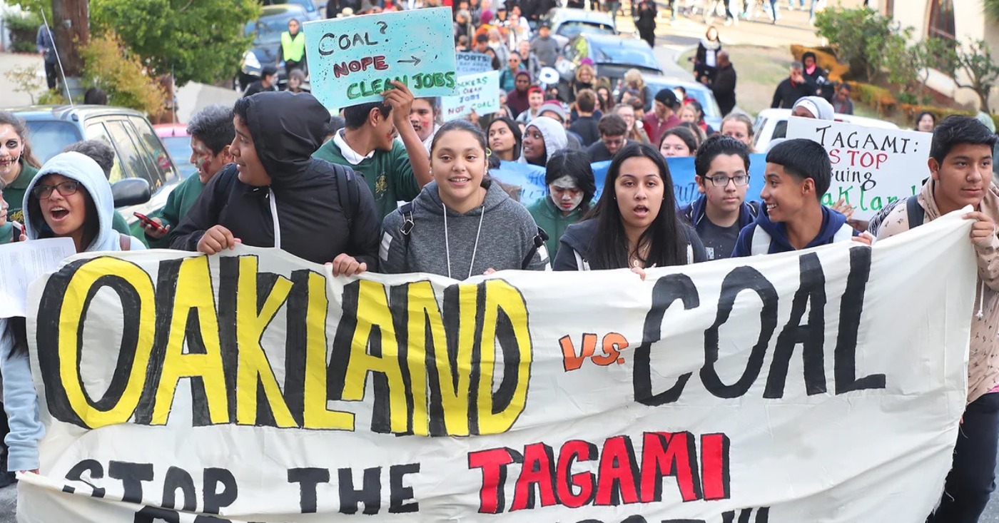 ‘No On Coal’ demonstrators protest the use of the Port of Oakland as a terminal to ship coal overseas. File photo.