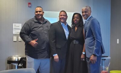 At SpringHill Suites by Marriott Oakland Airport, AASEG President Ray Bobbitt with Loop Capital Vice President Al Dinwiddie, OAACC President Cathy Adams, and Loop Capital President James “Jim” Reynolds, Jr. Photo by Carla Thomas.
