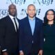 Civil Rights Attorney Ben Crump (left), House Majority Leader Hakeem Jeffries (middle), Rev. Al Sharpton (right) stand at the NABJ conference in Atlanta on Aug. 13 with Elmore and Christine Wonsley, the parents of Nolan Wells, a Black 18-year-old who died July 4th weekend in Mississippi