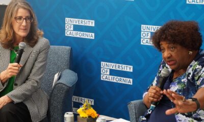 California Secretary of State Shirley Weber’s appearance at the UC Student and Policy Center drew a diverse audience. Weber, California’s chief elections officer, discussed election administration, voting by mail and national debates over election integrity. CBM photo by Antonio Ray Harvey.