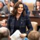 Gov. Gretchen Whitmer delivers her proposal for the state's Fiscal Year 2025 budget on Feb. 7, 2024. (Andrew Roth/Michigan Advance)
