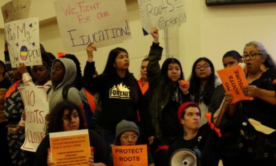 Parents, students, and teachers fought to save Roots International Academy, an East Oakland middle school that was closed in 2019 despite broad community opposition. Photo courtesy of Oakland North.