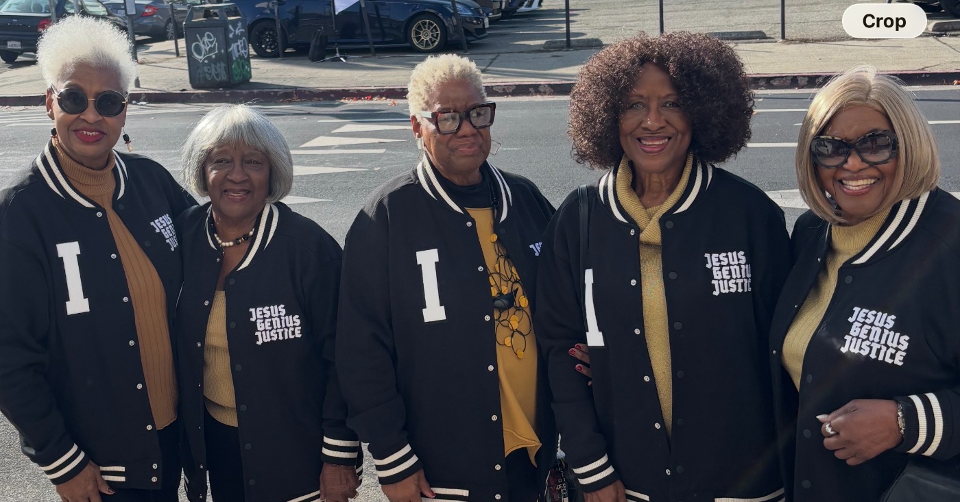 Nuna Phillips-McGee, far right, will be celebrating her 100th birthday with sisters (l. to. r.) Donna Hayes, Ida Williams, Sandra Phillips and Enis Harrison. Photo by Carol Dossman.