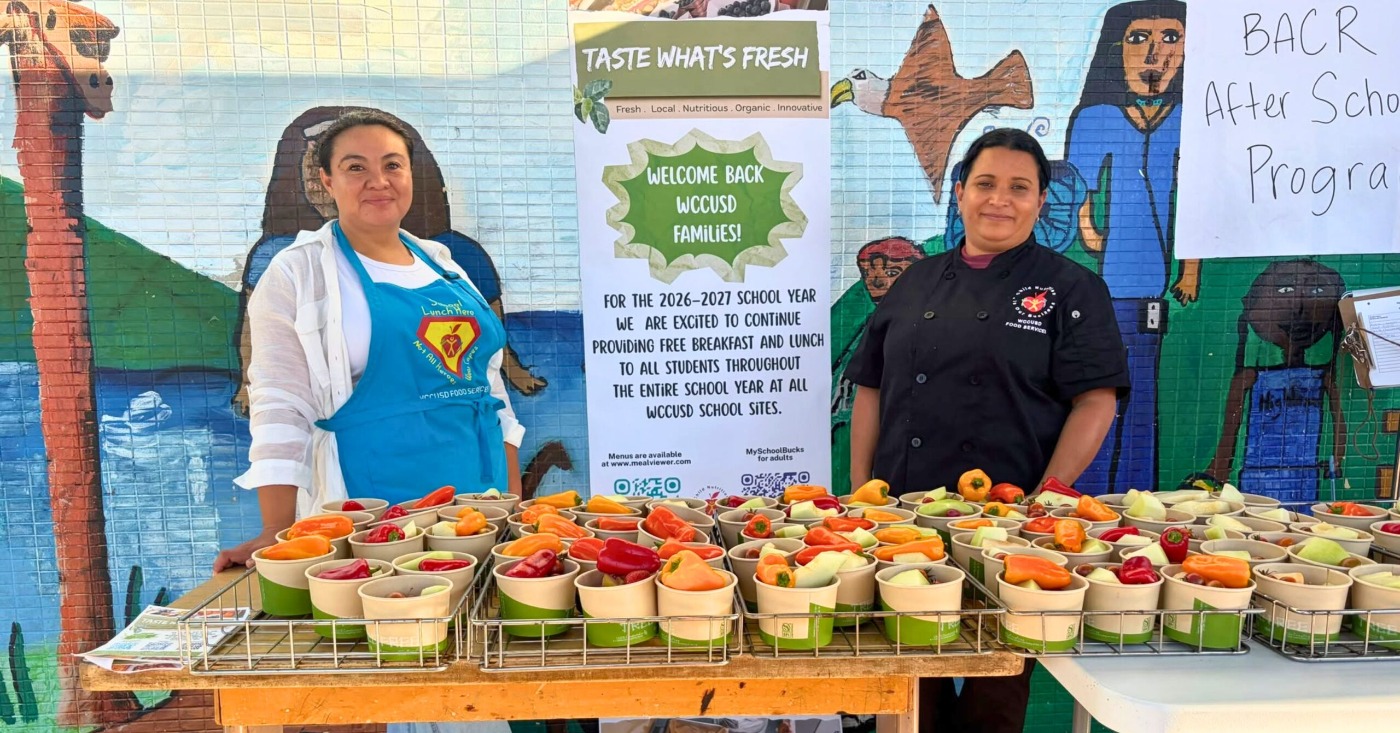 West Contra Costa Unified School District food services team members pose for a photo at Back-to-School Night. Photo courtesy of WCCUSD.